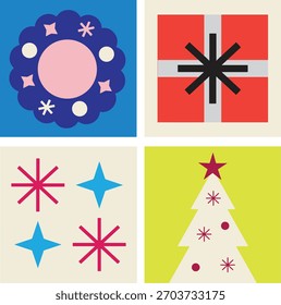 Christmas vector decorations and ornaments set with holiday symbols and winter icons	