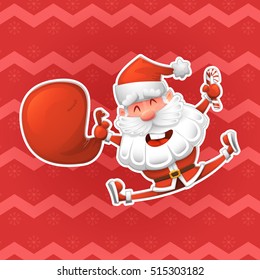 Christmas vector design element. Jolly Santa Claus is a symbol of the new year. Christmas a sticker in a cartoon style. 