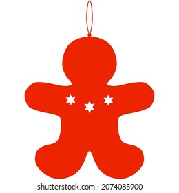Christmas vector design element - red gingerbread man ornament isolated on white background