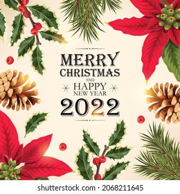 Christmas vector design with green pine branch