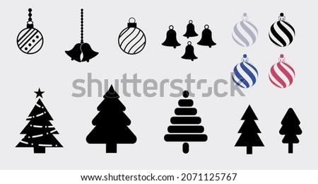 Christmas vector design, Christmas tree, bell x-mas, winter design