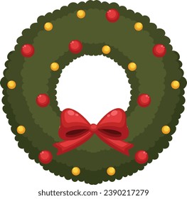 Puerta vectorial de Navidad decorando la corona con fondo blanco
