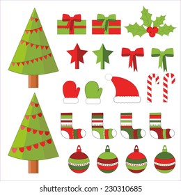 Christmas vector elements set on white background