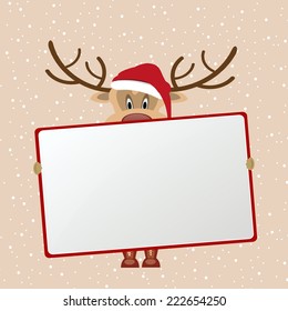 christmas vector eps10 design in red and beige / button icon sign shield frame / cute cartoon reindeer santa