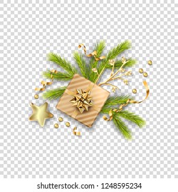 Christmas vector festive ornament. Holiday decorations. Isolated objects on transparent background