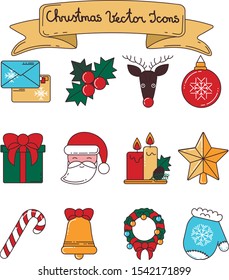 Christmas Vector Flat Icons Set