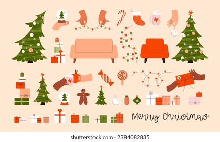 Free Vector  Variety of cute christmas items