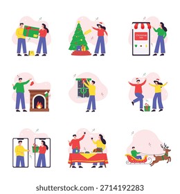 Weihnachts-Vektor-Flachbildsatz 3