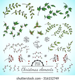 Christmas vector floral elements for your design