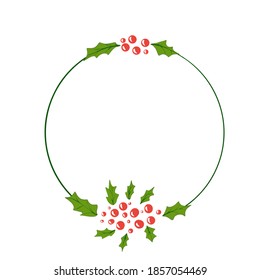 Christmas vector floral wreath illustration, Natural, banner Decorative Vintage flower frame