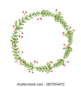 Christmas vector floral wreath illustration, Natural, banner Decorative Vintage flower frame