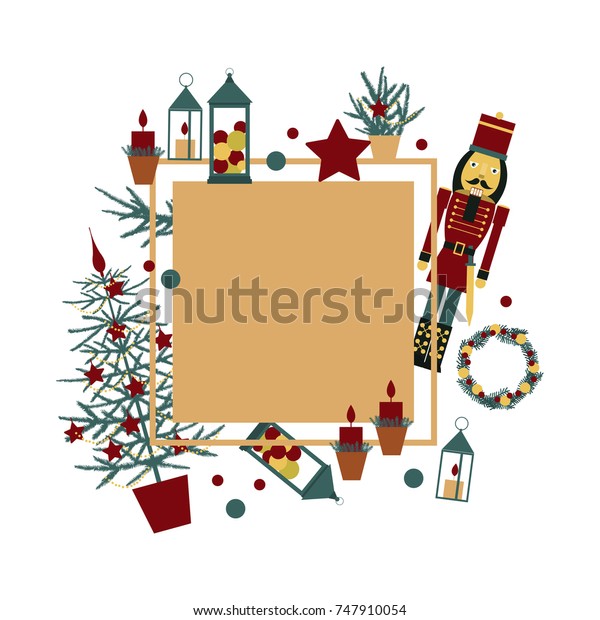 Christmas Vector Frame Nutcracker Christmas Tree Stock Vector (Royalty