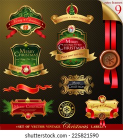 Christmas vector frames and ornamental labels set. For banners, backgrounds, presentations, decorations.  All pieces are separated