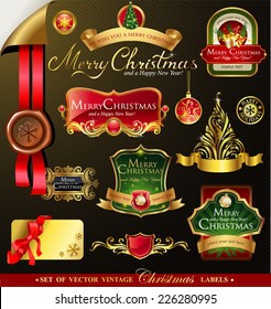 Christmas vector frames and ornamental labels set. For banners, backgrounds, presentations, decorations.  All pieces are separated