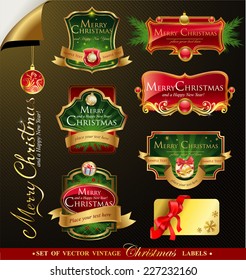 Christmas vector frames and ornamental labels set. For banners, backgrounds, presentations, decorations. All pieces are separated 