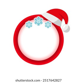 Christmas vector game circle frame with santa hat and level on white background