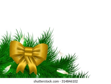 Christmas vector garland background from needles with white space for text vector