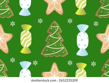 Christmas vector, gift box, christmas tree, celebration, new year, green, red, flowers, candy
