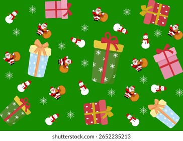 Vetor de Natal, caixa de presente, árvore de Natal, celebração, ano novo, verde, vermelho, flores, doces