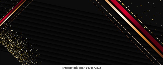 Christmas vector gold design black background vector abstract shiny color golden red decorative elements