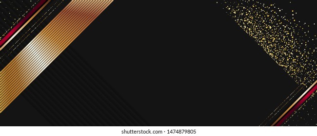 Christmas vector gold design black background vector abstract shiny color golden red decorative elements