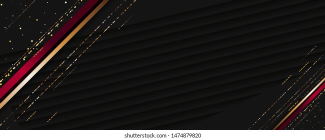 Christmas vector gold design black background vector abstract shiny color golden red decorative elements