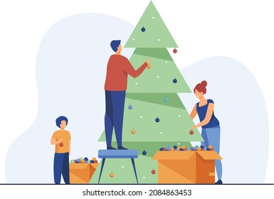 CHRISTMAS VECTOR GRAPHIC DECORATING CHRISTMAS TREE EPS 10