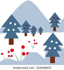 Christmas vector graphic illustration consisting of a christmas tree and a christmas background scene