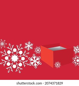 Christmas vector greeting card with empty gift box. EPS