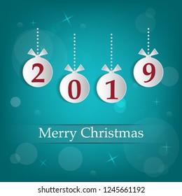 Christmas vector greeting card, vector illustration.Paper cut style.  Wishing Merry Christmas
