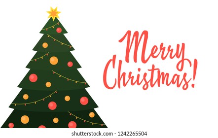 Christmas Vector greeting card with Christmas tree