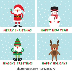 Christmas vector greeting cards set