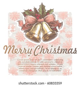 Christmas vector holidays illustration with hand bells