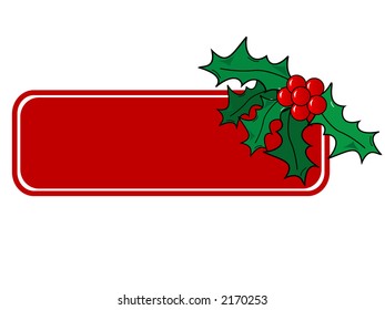 Christmas vector holly ornament with a space for text message.