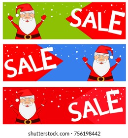 Christmas vector horizontal banner Santa Claus SALE. Vector collection banner for promotion sale discount 