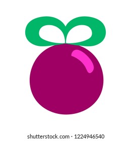 Christmas vector icon of crystal ball ornamented with a ribbon