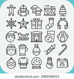 Weihnachts-Vektorgrafik-Icon-Pack-Icon-Set für herunterladene Neujahr-Tag-Winter-Icon-Set für herunterladen