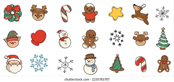 Christmas Vector Icon Set Collection Concept. lement icons