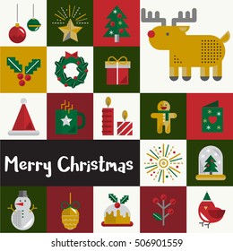 Concepto de colección de conjunto de iconos de vectores de Navidad