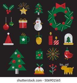 Christmas Vector Icon Set Collection Concept