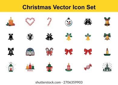 Weihnachtsvektorsymbol-Set mit Feiertagssymbolen-Kollektion