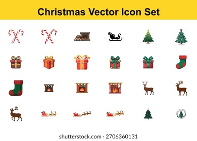 Christmas vector icon set with holiday symbol element collection