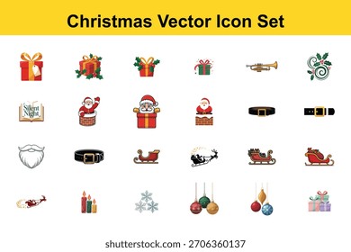 Conjunto de iconos de Vector de Navidades con símbolo de vacaciones y elemento de Santa