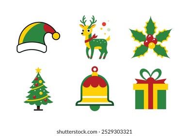 Christmas Vector Icon Set - Line Art, Silhouette, Clipart, Logo Icons