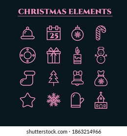 Weihnachten-Vektorsymbol-Set, fröhliches Weihnachtsfest, stilvolles Design