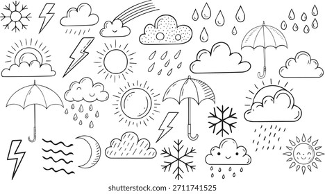 Christmas vector icon set with weather symbols