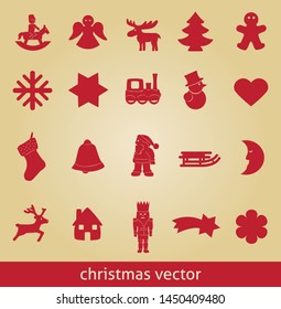 christmas vector icon symbols angel gingerbread horse