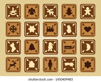 christmas vector icon symbols angel gingerbread horse