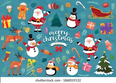 Christmas vector icons New Year decoration illustration of Xmas Christians