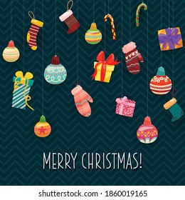Christmas vector icons New Year decoration illustration of Xmas Christians